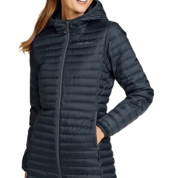 Eddie Bauer Microlight Traveler Down Parka Medium Peacock Water Resistant 650F - Picture 8 of 9